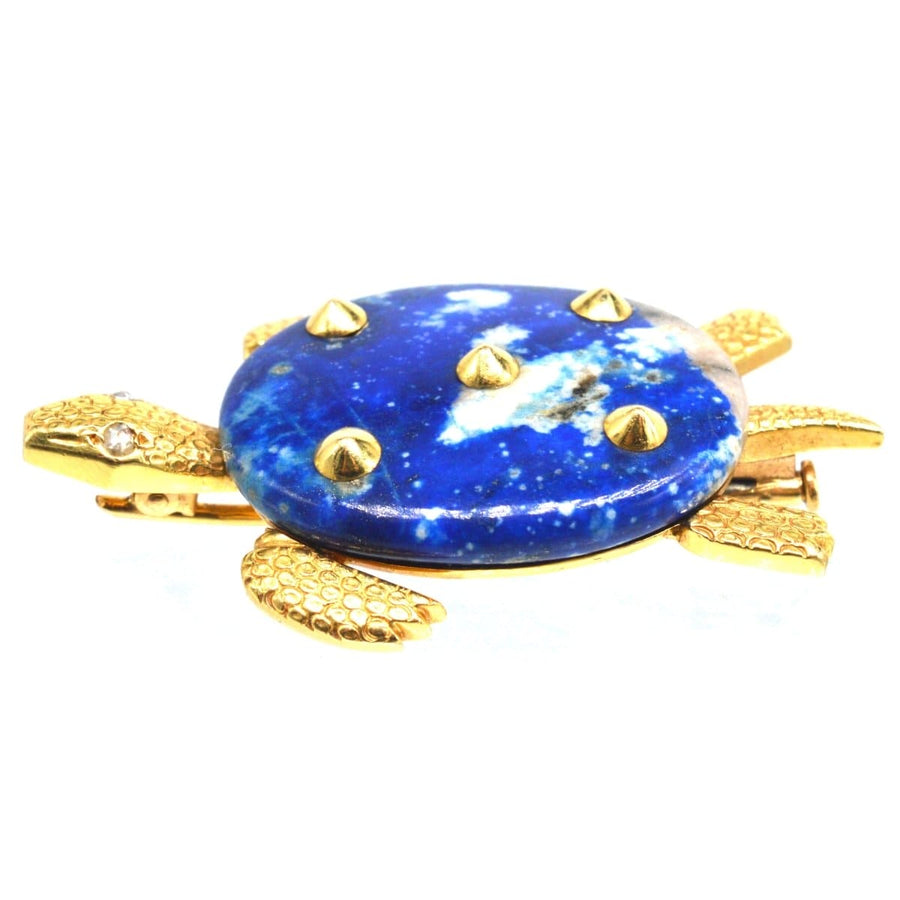 1950s Vintage Cartier Paris 18ct Gold and Lapis Lazuli Turtle Brooch | Parkin and Gerrish | Antique & Vintage Jewellery