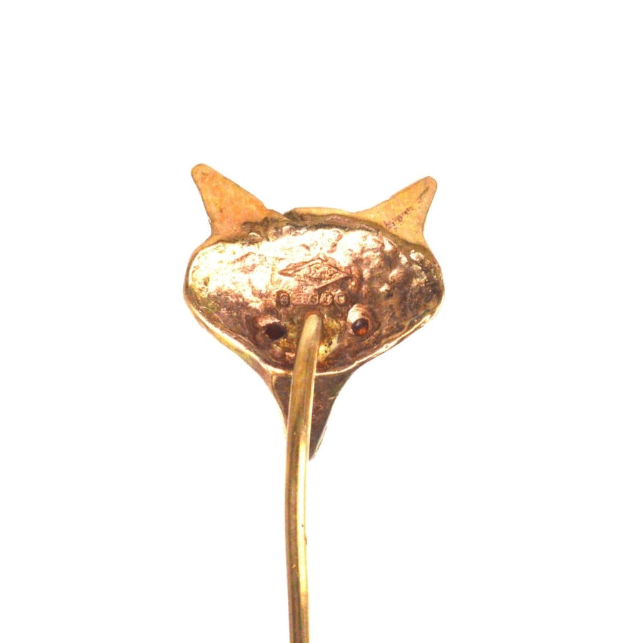 1960s 9ct Gold Tie Pin of a Fox | Parkin and Gerrish | Antique & Vintage Jewellery