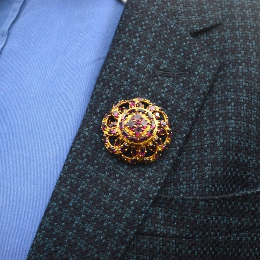 19th Century French Gold Rhodolite Garnet Round Brooch and Pendant | Parkin and Gerrish (UK)