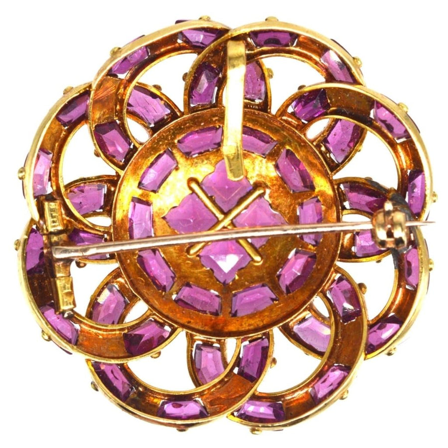 19th Century French Gold Rhodolite Garnet Round Brooch and Pendant | Parkin and Gerrish (UK)