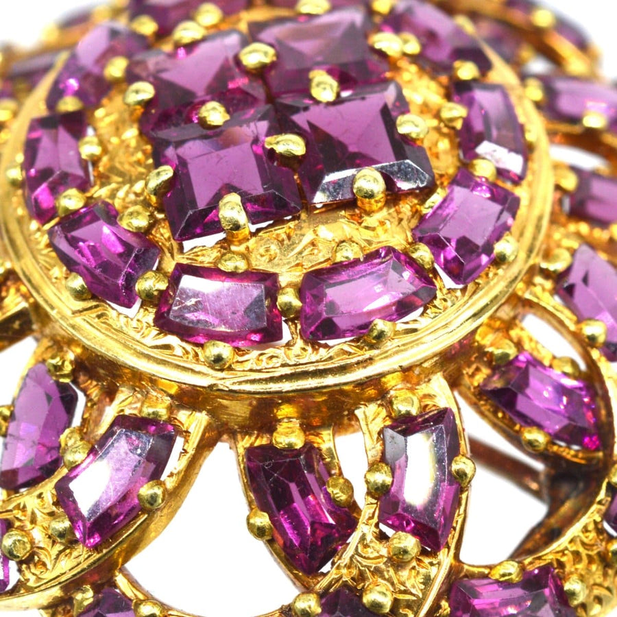 19th Century French Gold Rhodolite Garnet Round Brooch and Pendant | Parkin and Gerrish | Antique & Vintage Jewellery