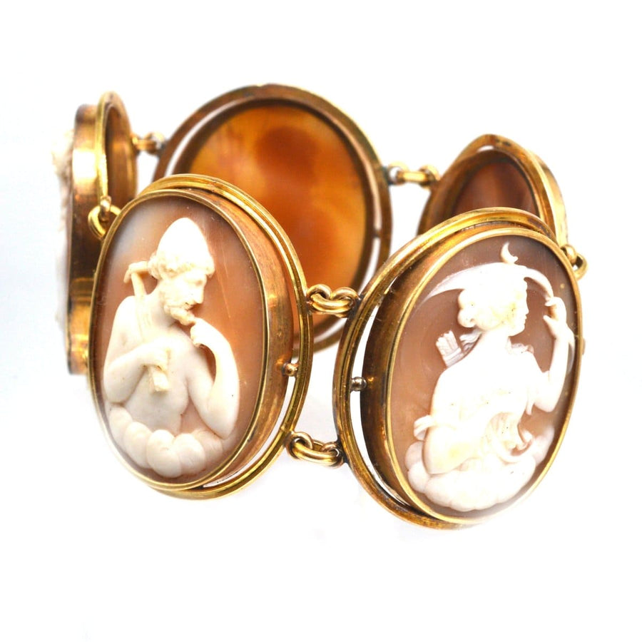 19th Century Grand Tour 18ct Gold Carved Cameo of God and Goddess Bracelet | Parkin and Gerrish | Antique & Vintage Jewellery