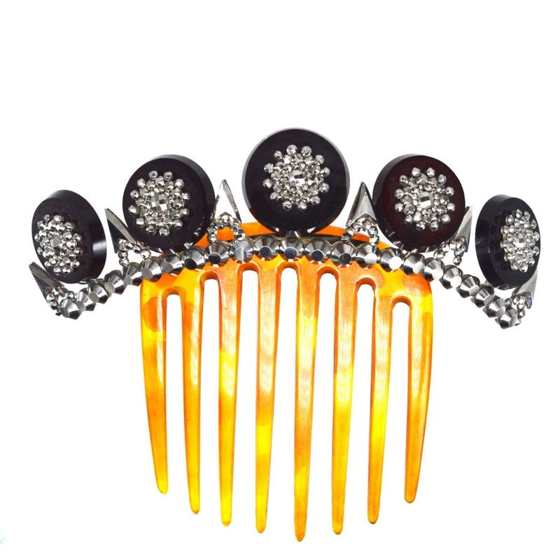 Regency Onyx and Cut Steel Tiara on a Tortoiseshell Comb