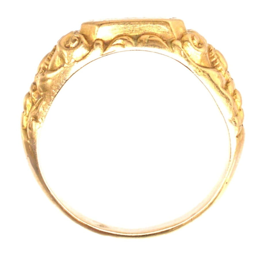 Antique French 18ct Gold Ring with Rose Details Engraved | Parkin and Gerrish | Antique & Vintage Jewellery