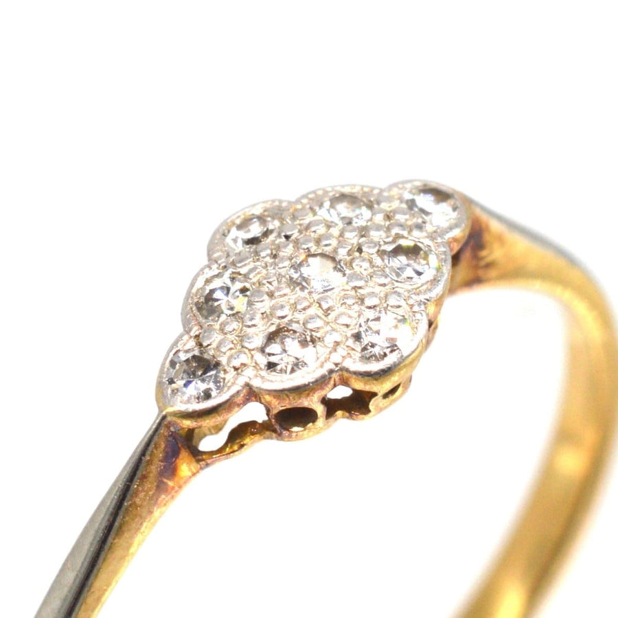 Art Deco 18ct Gold Diamond Cluster Ring | Parkin and Gerrish | Antique & Vintage Jewellery