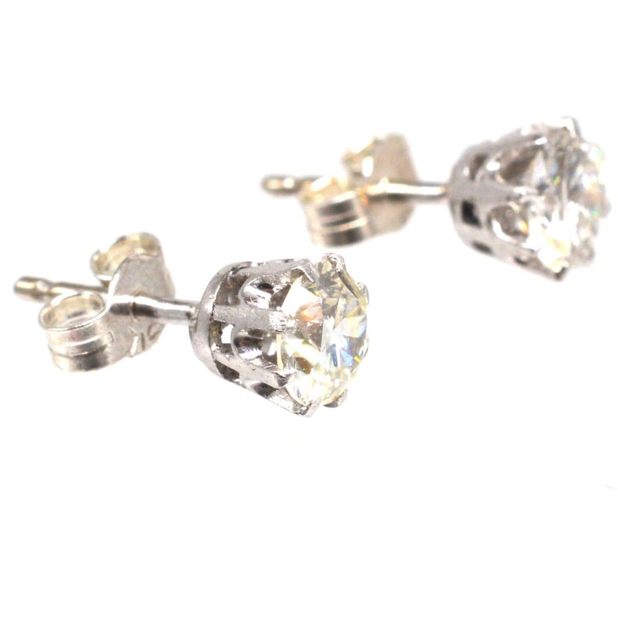 Art Deco Platinum Diamond Stud Earrings | Parkin and Gerrish | Antique & Vintage Jewellery