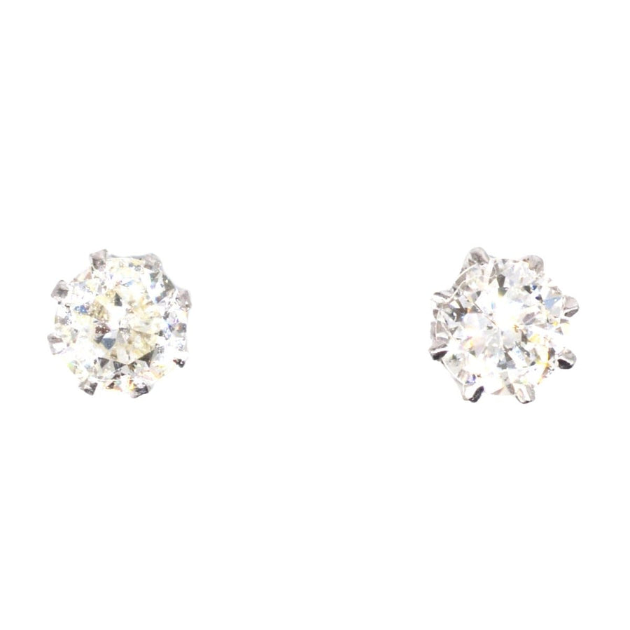 Art Deco Platinum Diamond Stud Earrings | Parkin and Gerrish | Antique & Vintage Jewellery