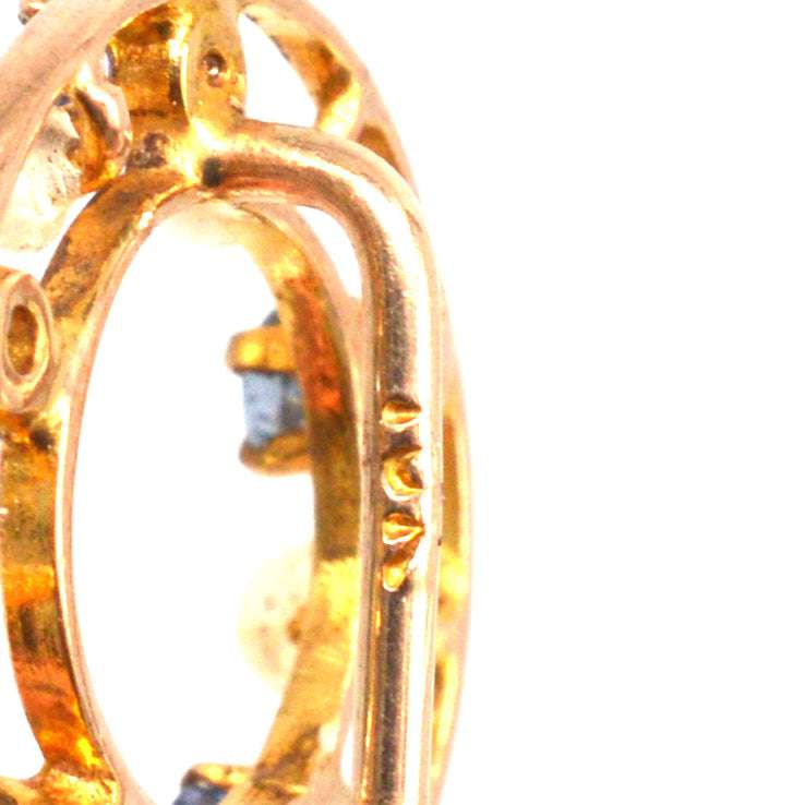 Early 20th Century 10ct Gold Cornflower Sapphire & Seed Pearl Tie Pin | Parkin and Gerrish | Antique & Vintage Jewellery