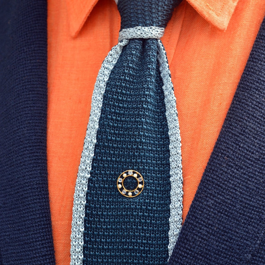 Early 20th Century 10ct Gold Cornflower Sapphire & Seed Pearl Tie Pin | Parkin and Gerrish | Antique & Vintage Jewellery