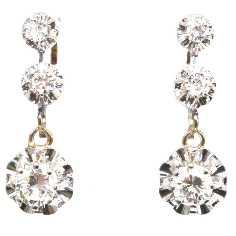 Early 20th Century 18ct White Gold Diamond Drop Earrings