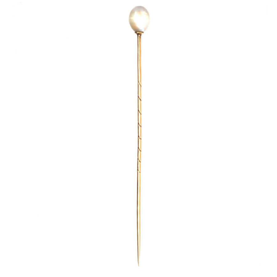 Early 20th Century Austro - Hungarian 14ct Gold Natural Pearl Tie Pin | Parkin and Gerrish | Antique & Vintage Jewellery