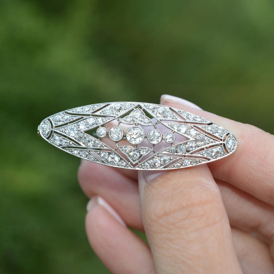 Early 20th Century French Platinum and 18ct Gold Diamond Brooch | Parkin and Gerrish | Antique & Vintage Jewellery