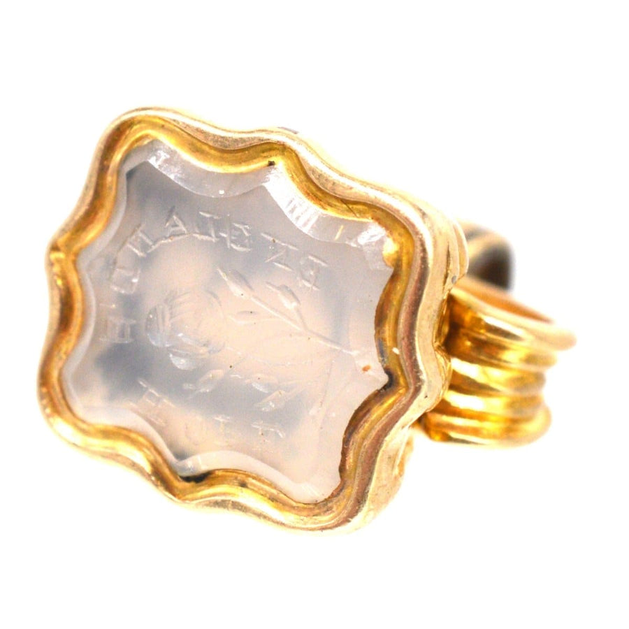 Early Victorian Gold Seal with Chalcedony Intaglio of "England's Hope"