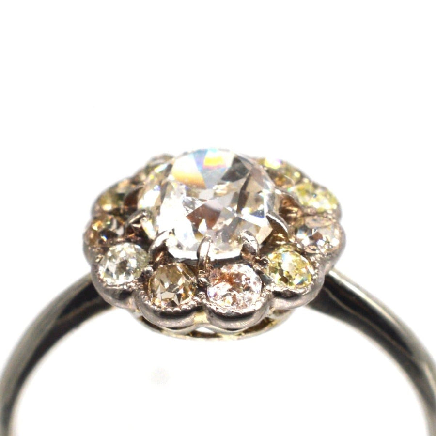 Edwardian 18ct White Gold, Old Mine Cut Diamond Cluster Ring | Parkin and Gerrish | Antique & Vintage Jewellery