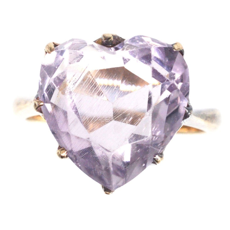 Edwardian 9ct Gold Amethyst Heart Shaped Ring