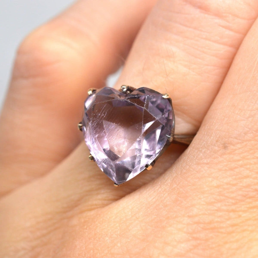 Edwardian 9ct Gold Amethyst Heart Shaped Ring | Parkin and Gerrish | Antique & Vintage Jewellery