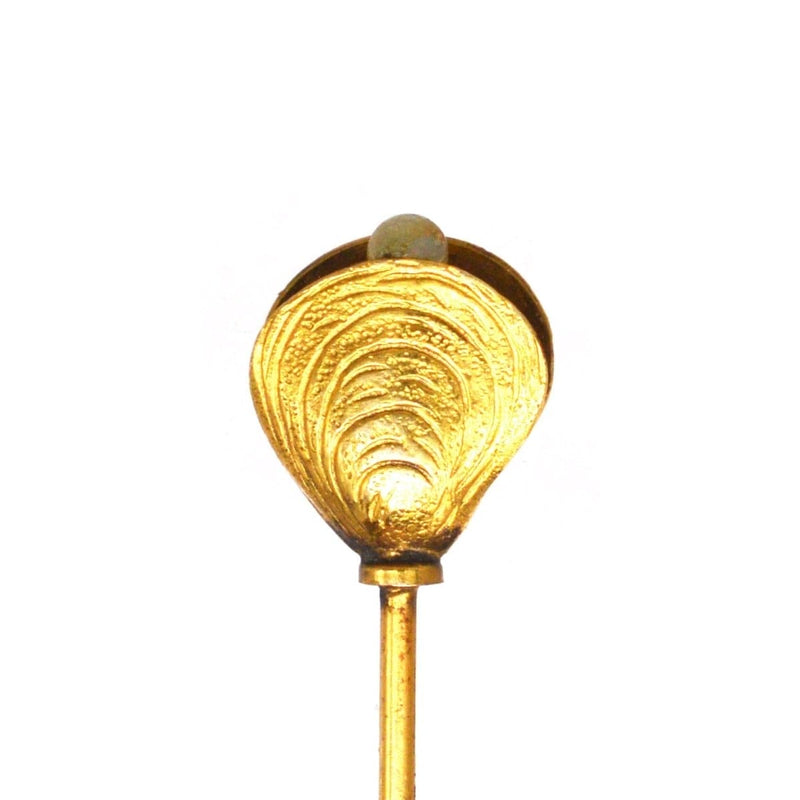 Edwardian 9ct Gold Oyster Shell and Pearl Hat Pin