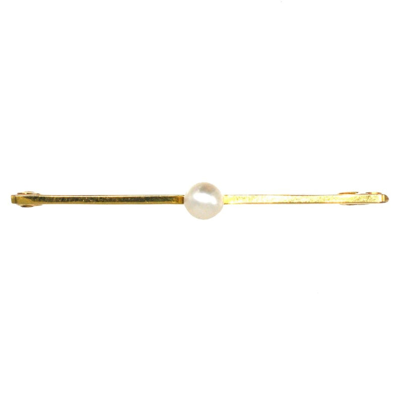 Edwardian 9ct Gold Pearl Bar Brooch