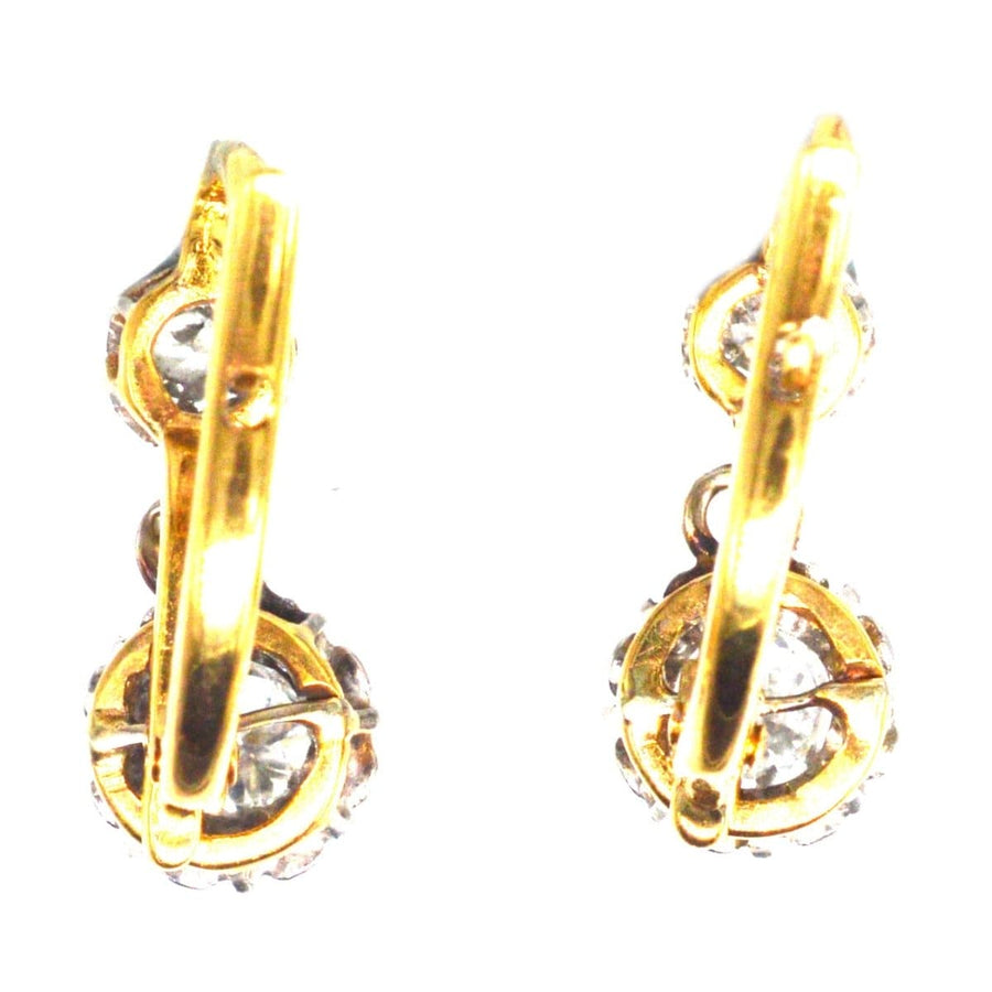 French Belle Epoque 18ct Gold and Platinum Diamond Drop "Dormeuse" Earrings | Parkin and Gerrish | Antique & Vintage Jewellery