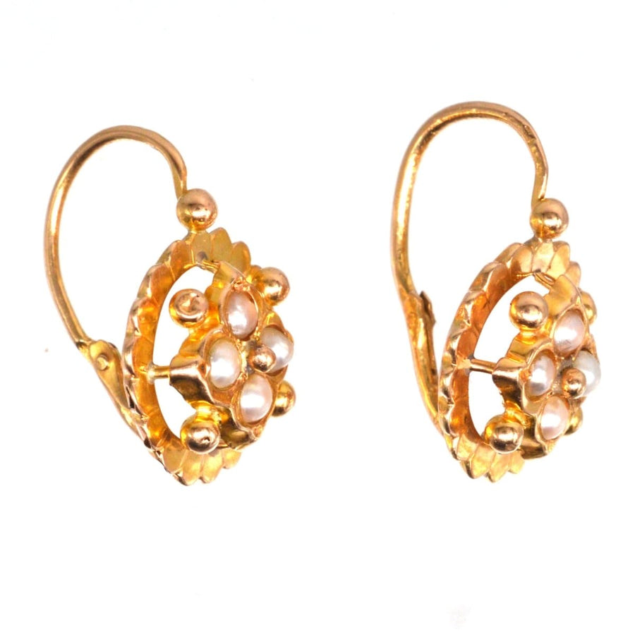 Late 19th Century French Gold and Pearl Dormeuses Earrings | Parkin and Gerrish | Antique & Vintage Jewellery