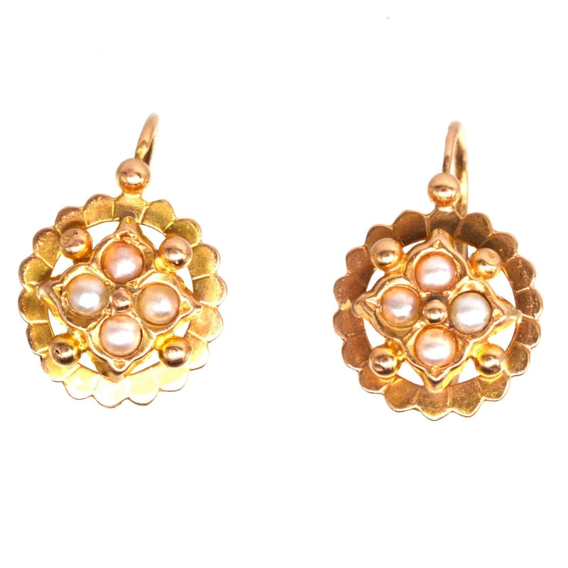 Late 19th Century French Gold and Pearl Dormeuses Earrings