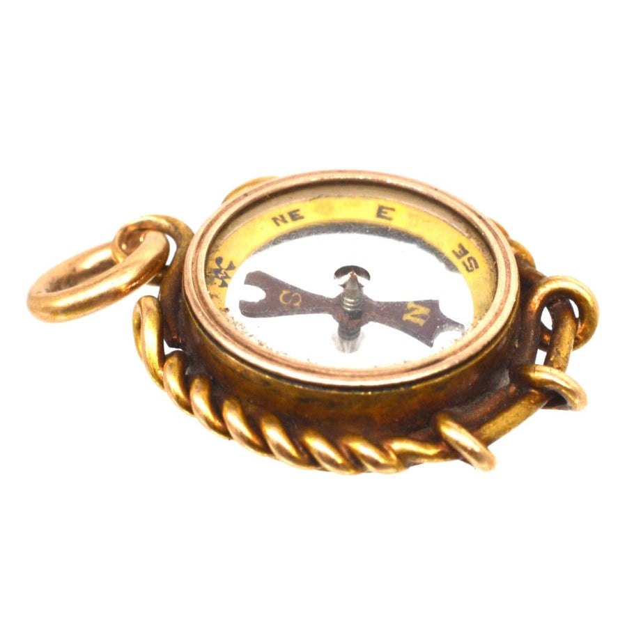 Late Victorian 9ct Gold Compass Pendant Charm | Parkin and Gerrish | Antique & Vintage Jewellery