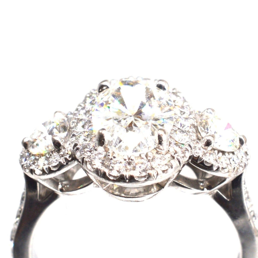 Modern Three Stone Diamond Cluster Ring | Parkin and Gerrish | Antique & Vintage Jewellery