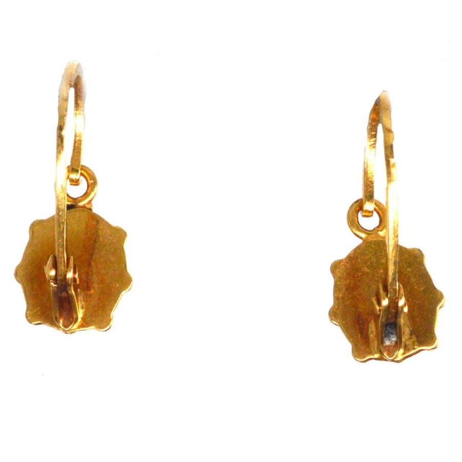 Portuguese Vintage 18ct Gold Ladybird Sleeper Earrings
