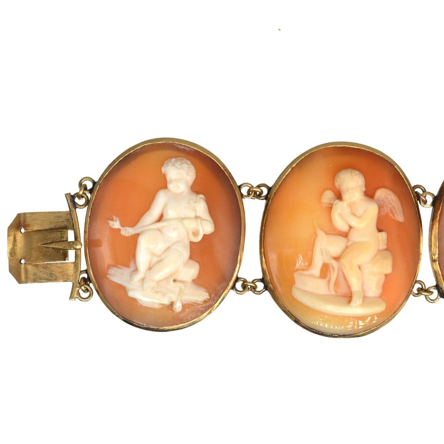 Regency 18ct Gold Shell Carved Cameo of Cupid Bracelet | Parkin and Gerrish | Antique & Vintage Jewellery