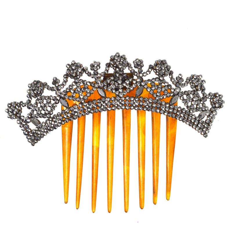 Regency Early 19th Century Cut Steel Tiara Hair Comb