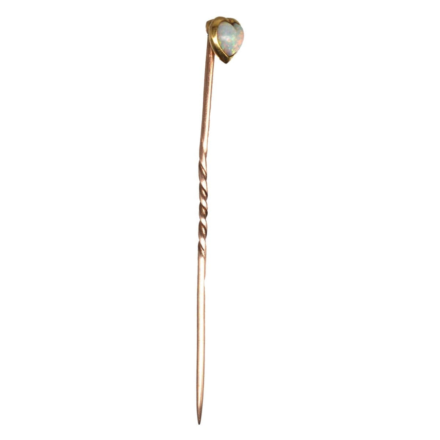 Small Edwardian 15ct Gold Opal Heart Tie Pin | Parkin and Gerrish | Antique & Vintage Jewellery