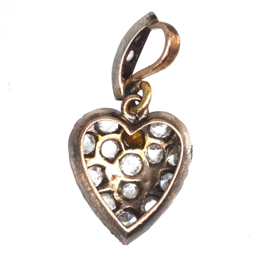 Small Edwardian Gold & Silver Heart Shaped Pendant set with Paste | Parkin and Gerrish | Antique & Vintage Jewellery