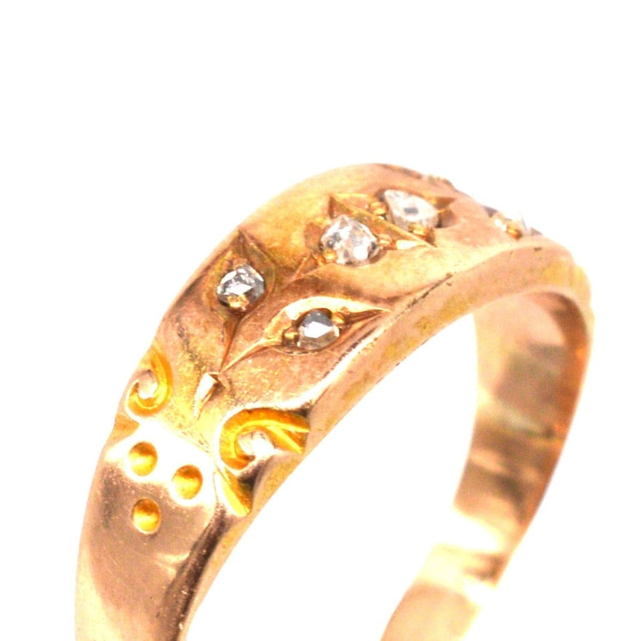 Victorian 15ct Gold Band Ring with Rose Cut Diamonds | Parkin and Gerrish | Antique & Vintage Jewellery
