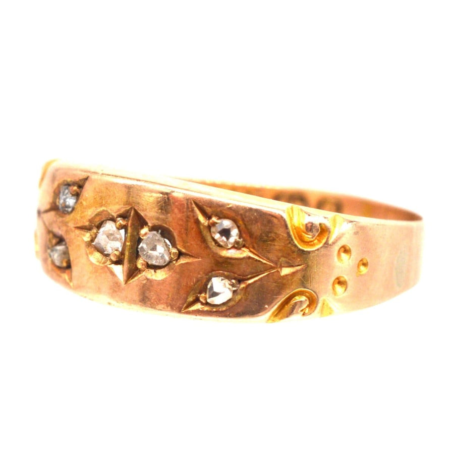 Victorian 15ct Gold Band Ring with Rose Cut Diamonds | Parkin and Gerrish | Antique & Vintage Jewellery