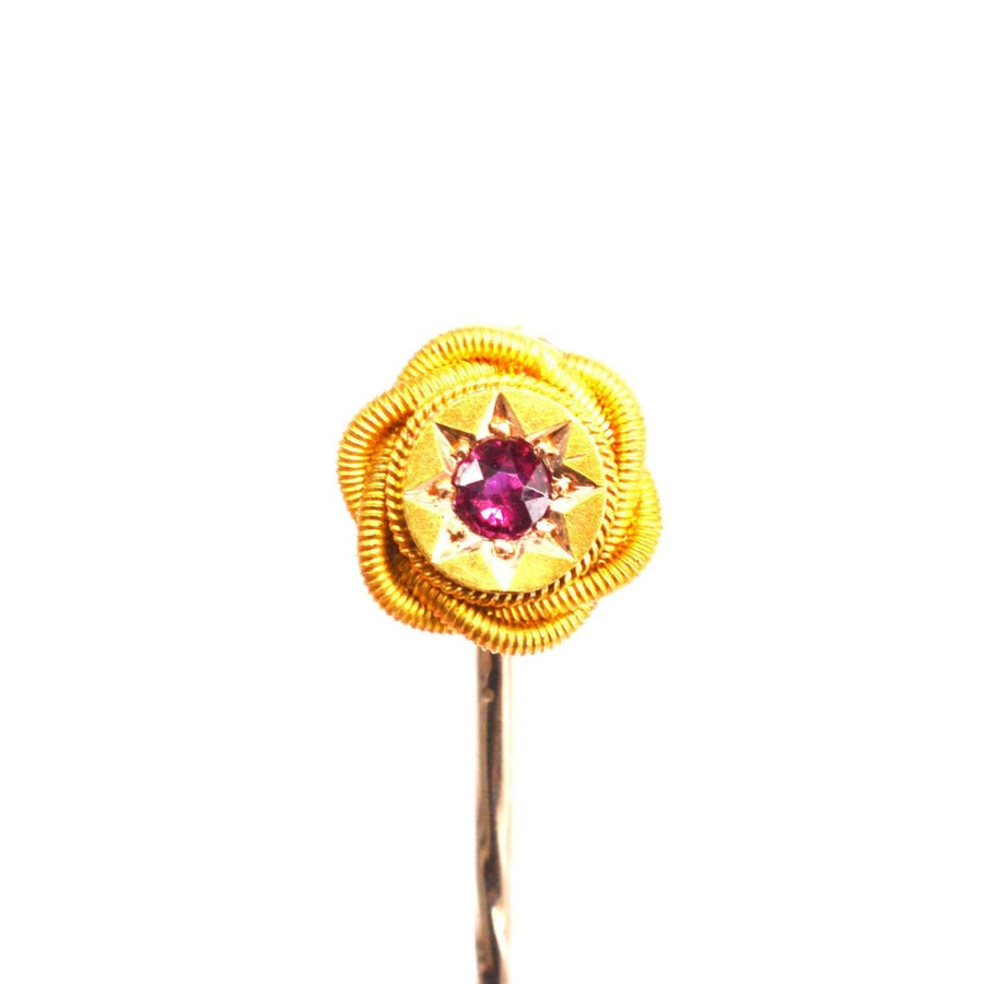 Victorian 15ct Gold Ruby Tie Pin | Parkin and Gerrish | Antique & Vintage Jewellery