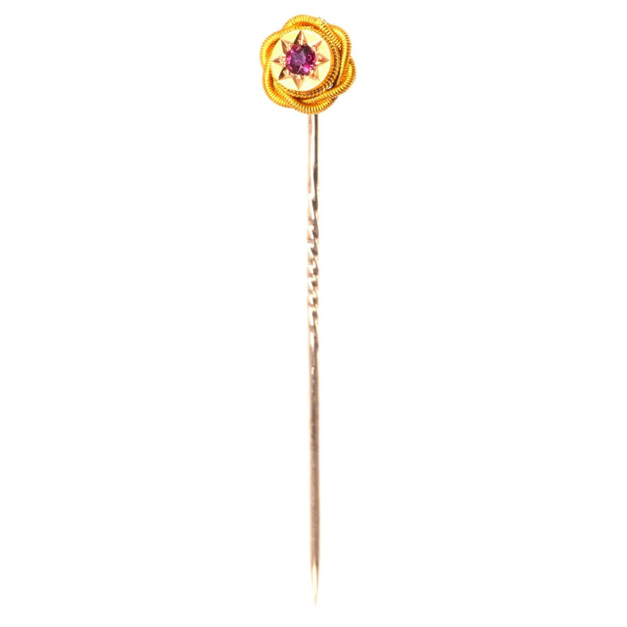 Victorian 15ct Gold Ruby Tie Pin | Parkin and Gerrish | Antique & Vintage Jewellery