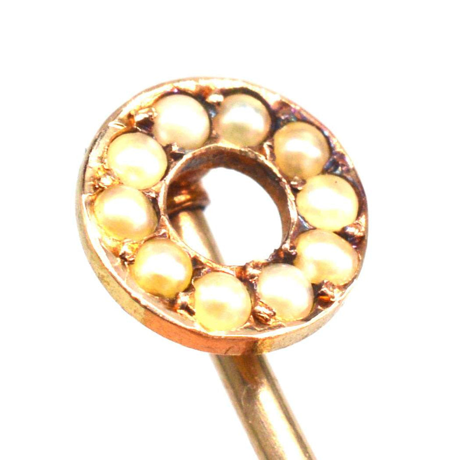 Victorian Small 18ct Gold Seed Pearl ‘Finishing Post’ Tie Pin | Parkin and Gerrish | Antique & Vintage Jewellery