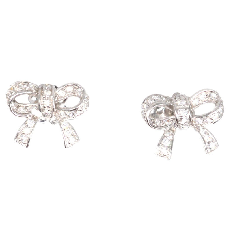 Vintage 18ct White Gold Diamond Bow Stud Earrings