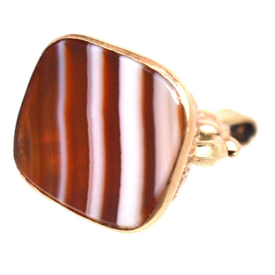 Vintage 9ct Gold Banded Agate Seal Pendant | Parkin and Gerrish | Antique & Vintage Jewellery