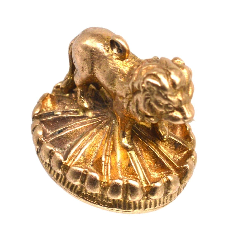 Vintage 9ct Gold Lion Seal with an Onyx Base | Parkin and Gerrish | Antique & Vintage Jewellery