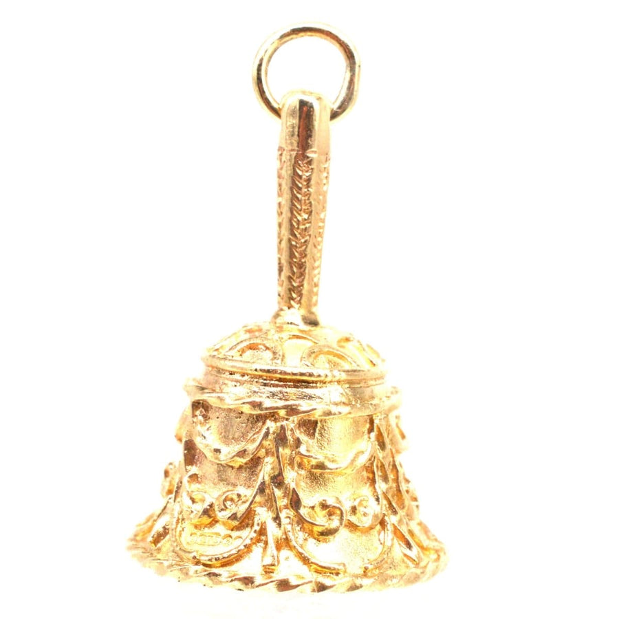 Vintage 9ct Gold Wedding Ringing Bell Charm Pendant | Parkin and Gerrish | Antique & Vintage Jewellery