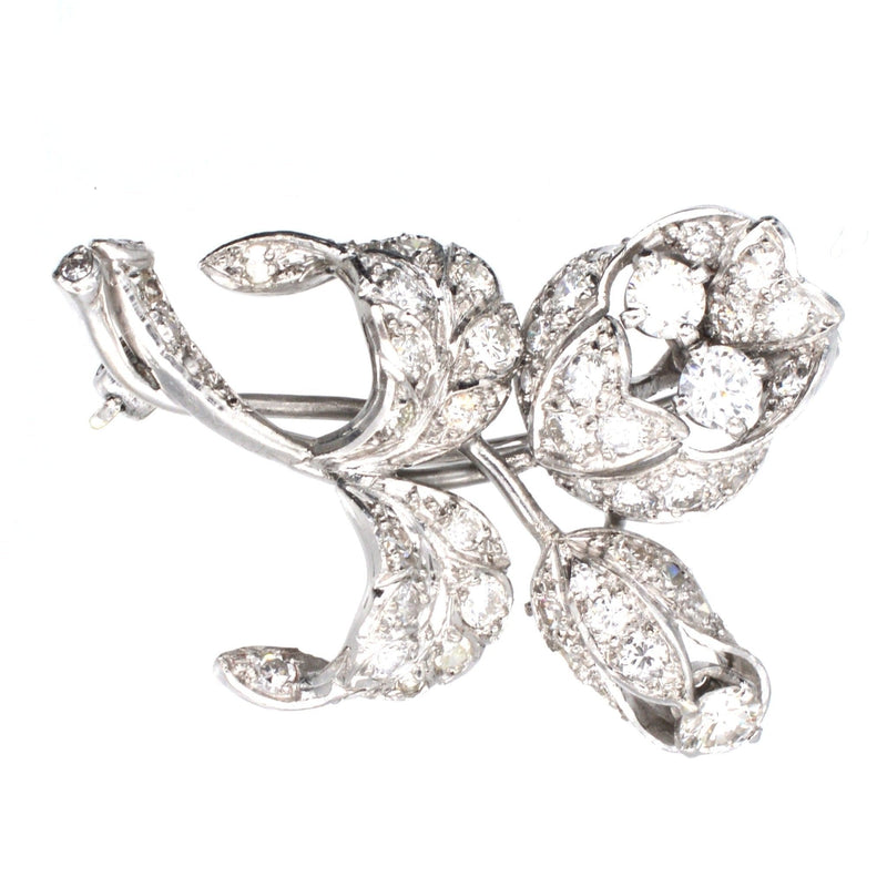 1950s 18ct White Gold, Diamond Flower Spray Brooch