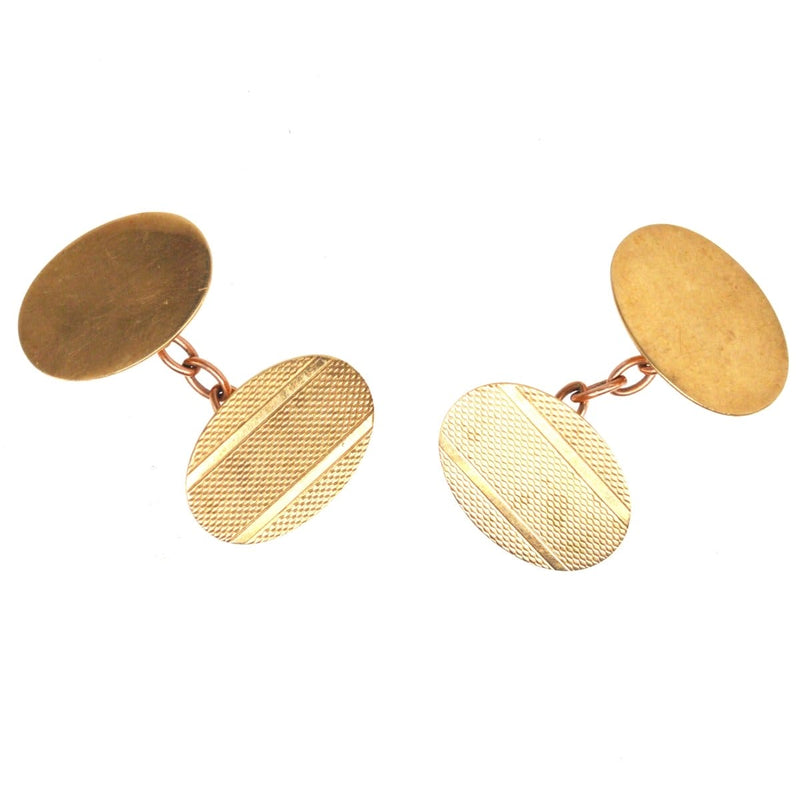 1960s 9ct Gold Engine Turned Cufflinks
