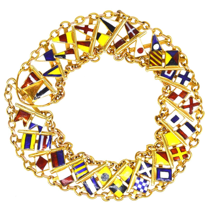 1960s 9ct Gold Nautical Signal Flag Bracelet with Full Alphabet