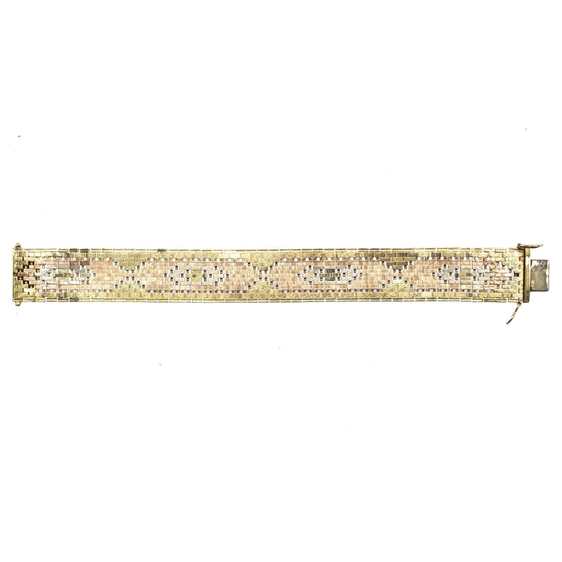 1970s Three Colour 9ct Gold Weave Bracelet