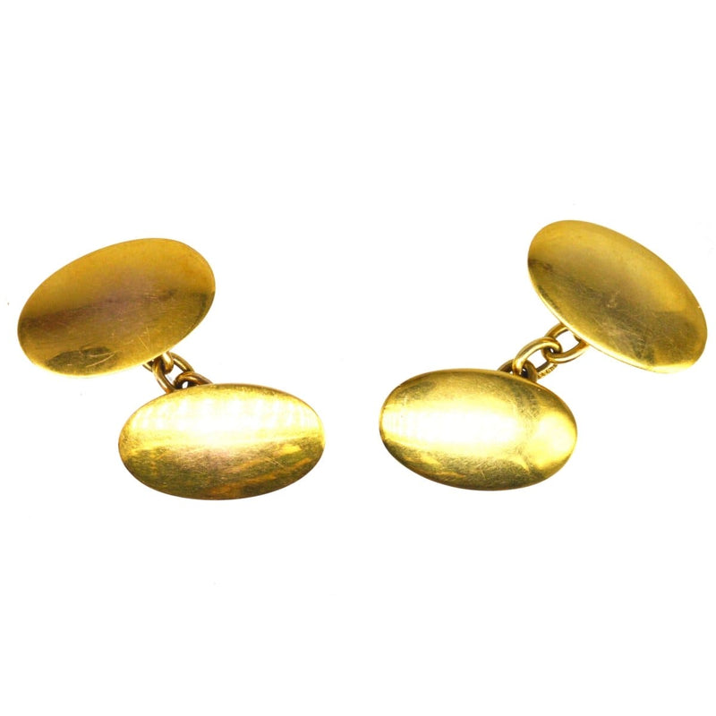 Art Deco 15ct Gold Plain Oval Cufflinks