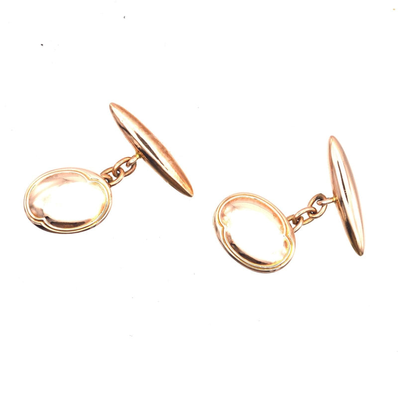 Art Deco 9ct Gold Plain Oval Cufflinks