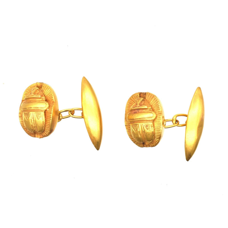 Art Deco Egyptian Revival 18ct Gold Scarab Cufflinks
