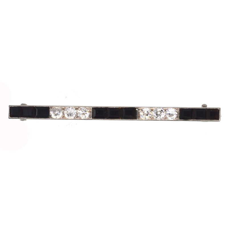 Art Deco Platinum Onyx Bar Brooch