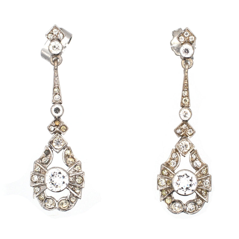 Art Deco Silver and Paste Earrings